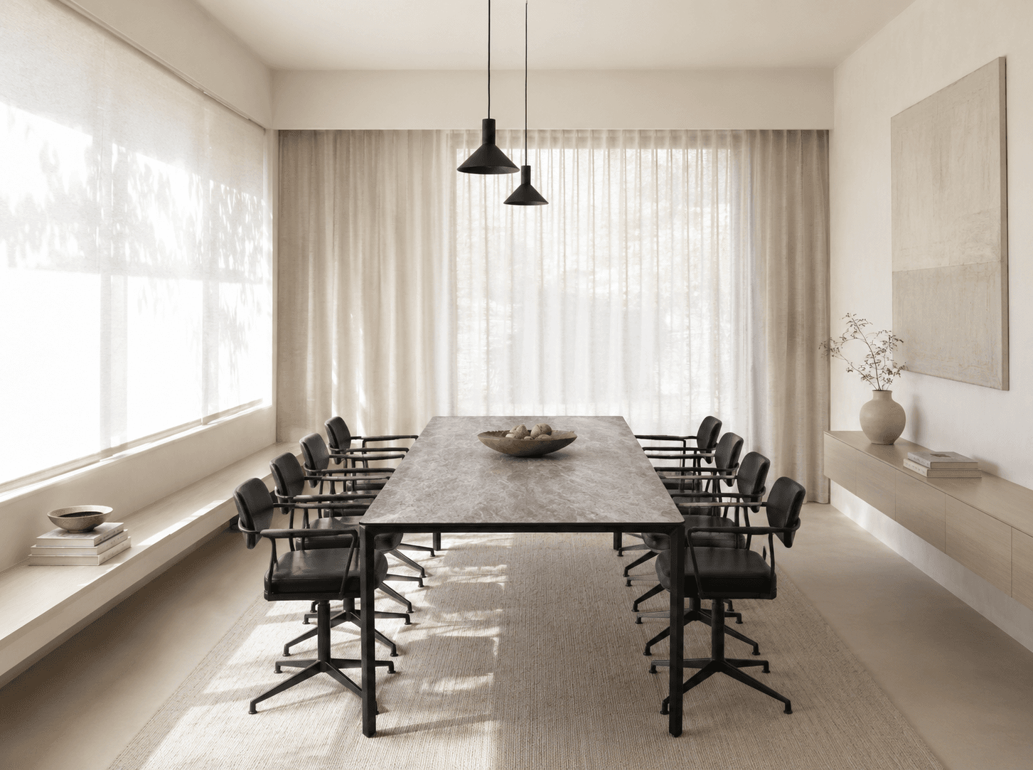 A DSGN table in a long hall